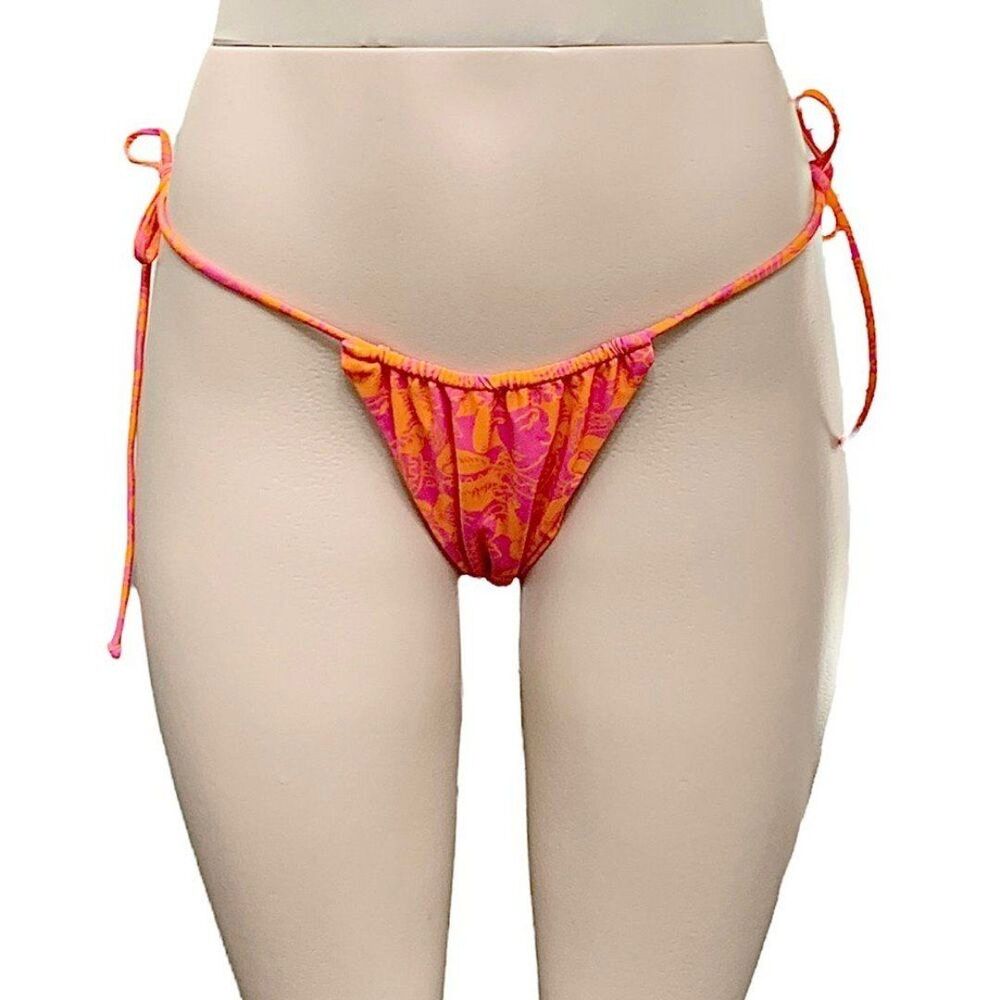 Ed Hardy RARE Geisha ‘Lady’ Bright Pink Orange String Side Tie Bikini Medium